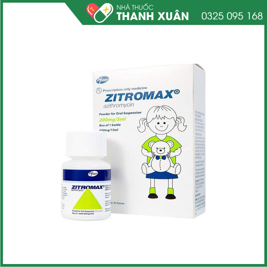 Zitromax SR 200mg/5ml thuốc kháng sinh điều trị nhiễm khuẩn hô hấp, nhiễm khuẩn tiêu hóa, nhiễm khuẩn da và mô